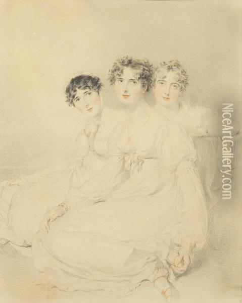 Group Portrait Of The Wellesley-pole Sisters Oil Painting - Sir Thomas Lawrence