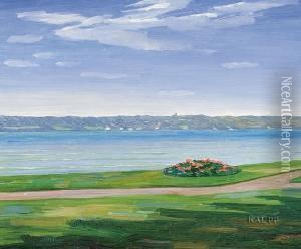 Blick Auf See In Sommerlicher Landschaft Oil Painting - Wilhelm Trubner