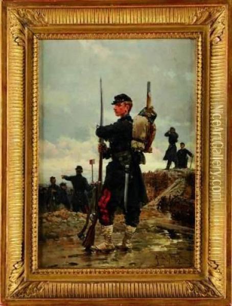 Sentinelle, L'arme Au Pied Oil Painting - Alphonse Neuville