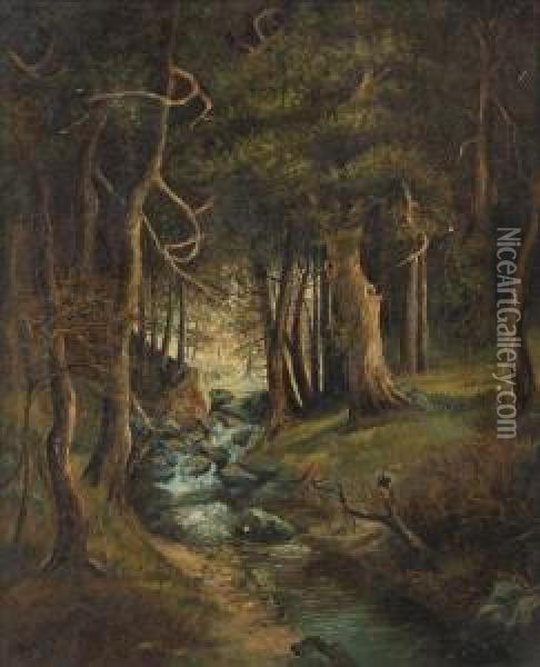Forest Interior Oil Painting - John Quidor