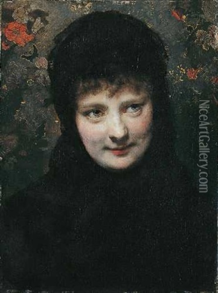 Junge Frau In Schwarz Oil Painting - Karl Gussow
