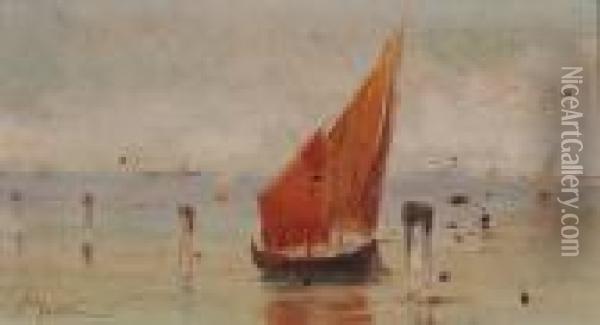 Barche Nella Laguna Oil Painting - Carlo Montani