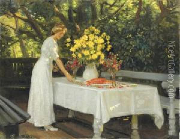Frokost Forberedes (preparing Lunch) Oil Painting - Michael Ancher