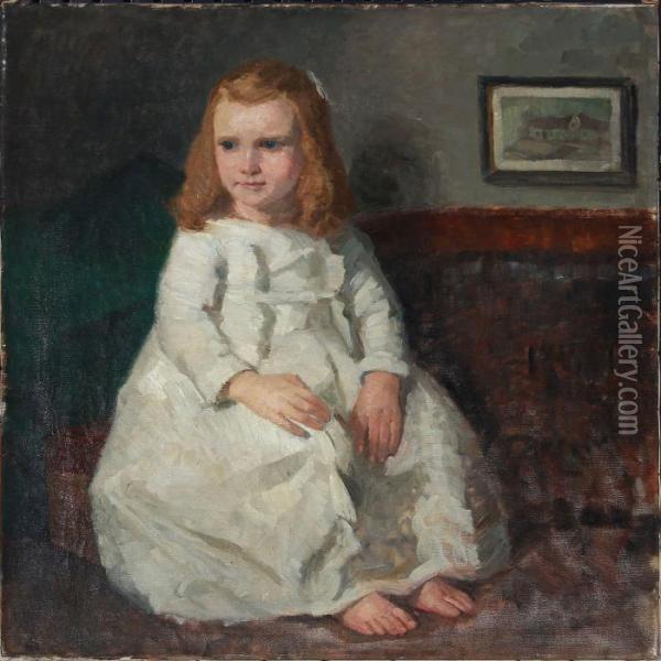 Portrait Of A Girl Oil Painting - Henrik Schouboe