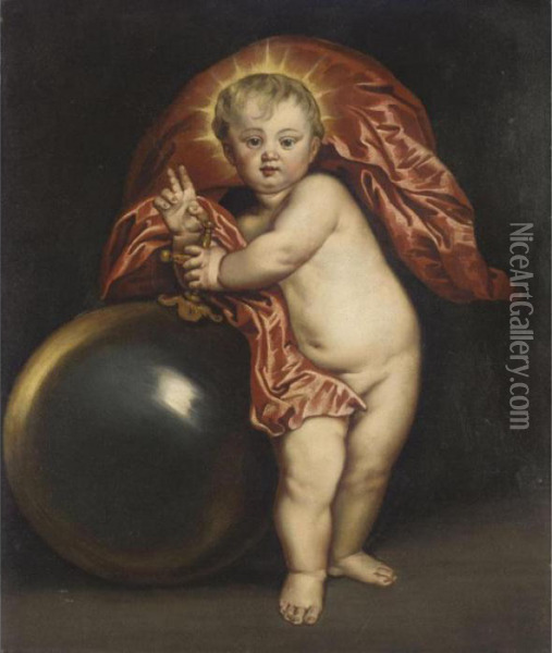 The Christ Child As Salvator Mundi Oil Painting - Sir Anthony Van Dyck