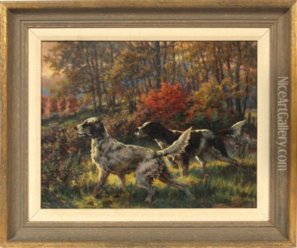 Two Setters On The Hunt Oil Painting - Edmund Henry Osthaus