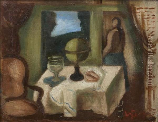 La Table Blanche Dans L'atelier Oil Painting - Amedee de La Patelliere