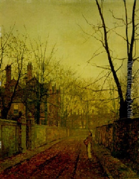 A Lane In Autumn Oil Painting - John Atkinson Grimshaw