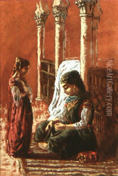 Jeune Algeroise Et Sa Mere Oil Painting - Emmanuel Joseph Lauret