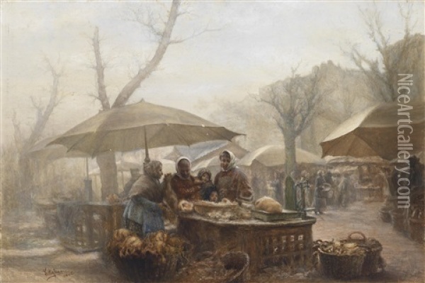 Am Markt Oil Painting - Carl Massmann