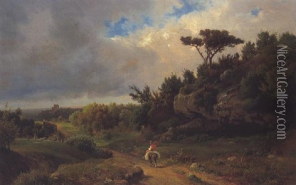 Reiter In Weiter Landschaft Oil Painting - Ludwig Heinrich Theodor (Louis) Gurlitt