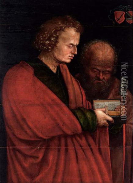 St. John The Evangelist And St. Peter Oil Painting - Albrecht Durer