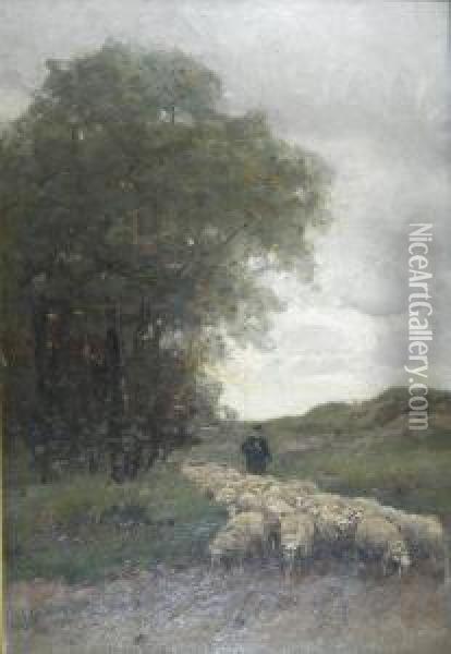 The Herd Coming Home Oil Painting - Elias Stark