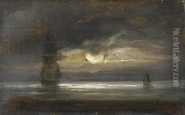 Two Sailing Boats By Moonlight Oil Painting - Peder Balke