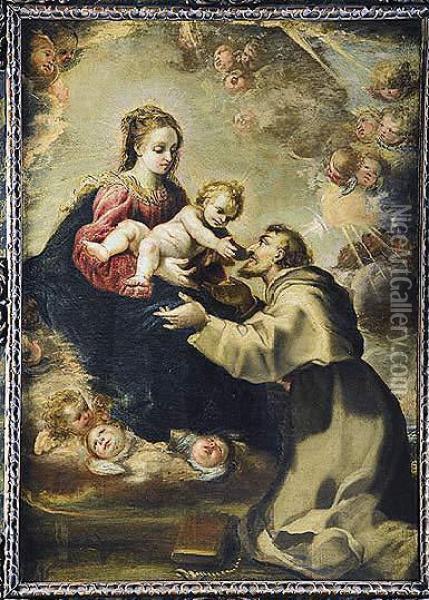 Aparicion De La Virgen Con El Nino A San Francisco Oil Painting - Antonio Van De Pere