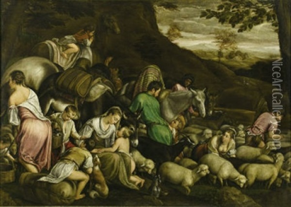 The Journey - Jacob's Rest Oil Painting - Jacopo dal Ponte Bassano