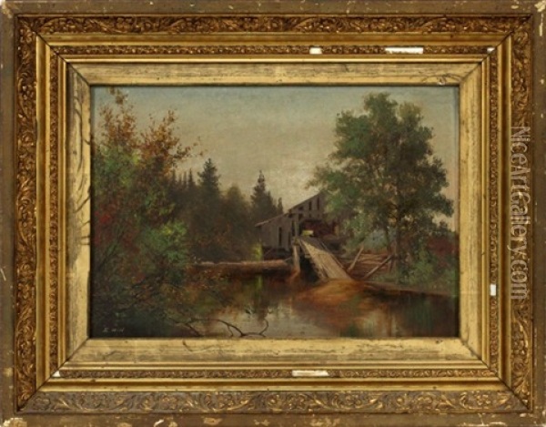Landscape With Bridge Oil Painting - Edward Hill