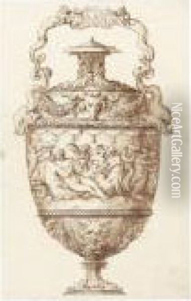 Design For A Flask With Swing-handle Decorated With Seagods Oil Painting - Jacopo Strada