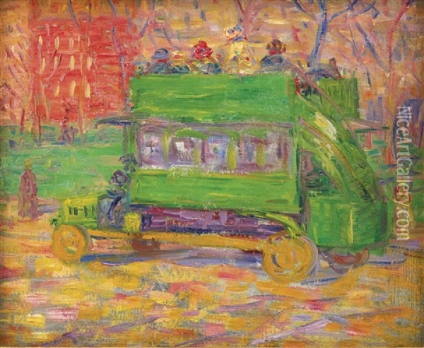 Fifth Avenue Bus Oil Painting - William Glackens