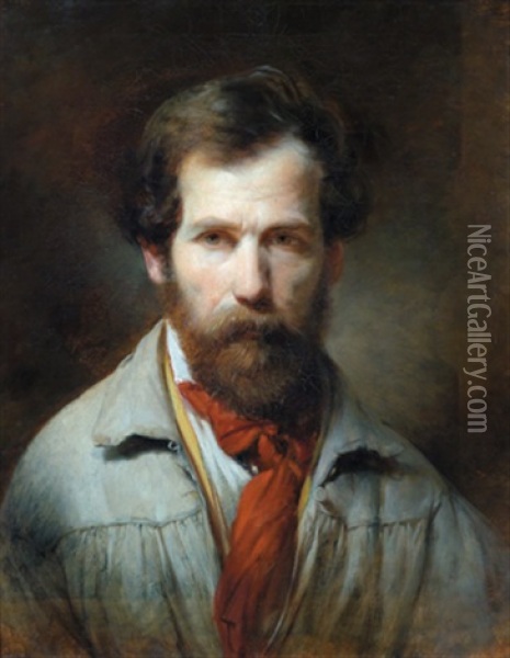 Selbstportrait, Brustbild En Face Oil Painting - Friedrich von Amerling