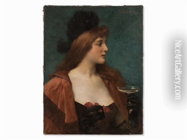 Lady Portrait Oil Painting - Jules Frederic Ballavoine