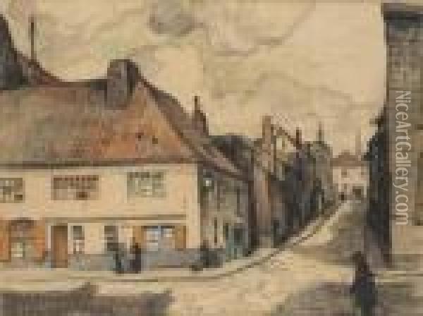 Rue Des Bouchers St-brice A Tournai Oil Painting - Romeo Dumoulin