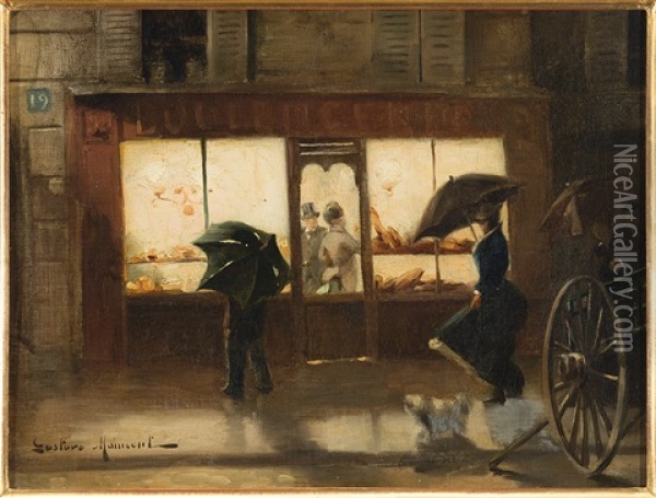 Vor Der Boulangerie Oil Painting - Gustave Maincent