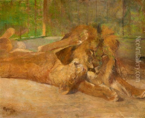 Lowenpaar Oil Painting - Carl Heinrich Wilhelm Appel