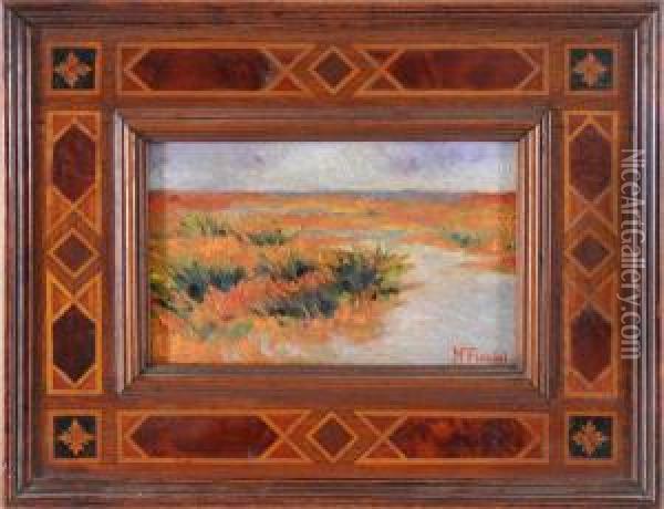 Paesaggio Fluviale Oil Painting - Mario Puccini