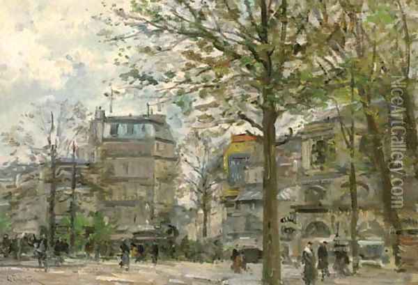 A Parisian boulevard Oil Painting - Pierre Jacques Pelletier