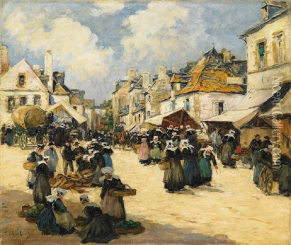 Marktszene In Einem Bretonischen Stadtchen Oil Painting - Fernand Marie Eugene Legout-Gerard