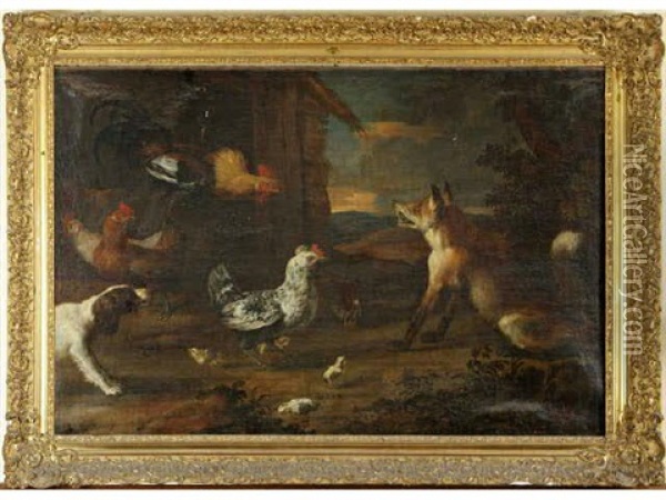 Renard Dans La Basse-cour Oil Painting - David de Coninck