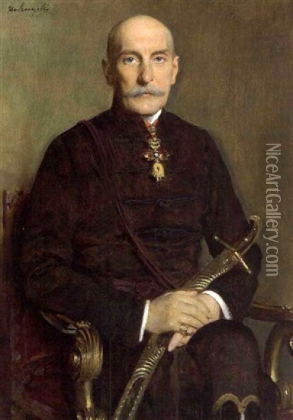 Nikolaus Furst Palffy In Ungarischer Magnatenuniform Oil Painting - Heinrich von Angeli