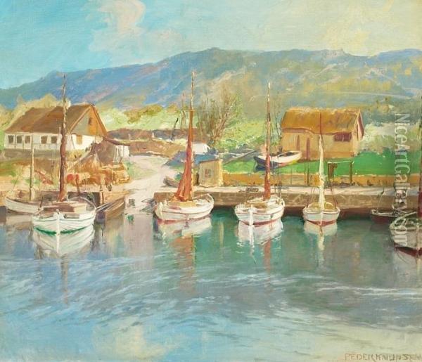 Harbour Scenery Oil Painting - Peder Knudsen