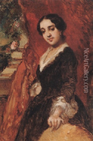 Portrait D'une Dame Oil Painting - Louis-Gabriel-Eugene Isabey