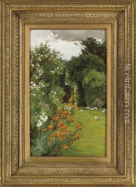 Orange Lilies Oil Painting - Alfred William Parsons