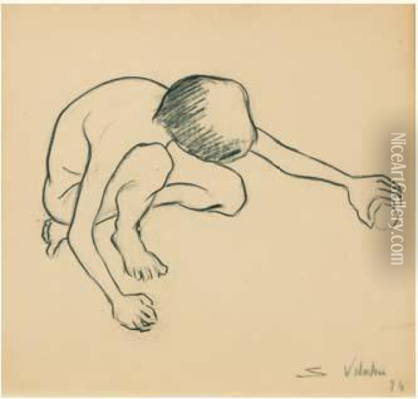 Maurice Utrillo Enfant, Nu, Jouant A La Balle Oil Painting - Suzanne Valadon