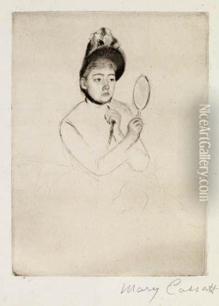 The Bonnet Oil Painting - Mary Cassatt