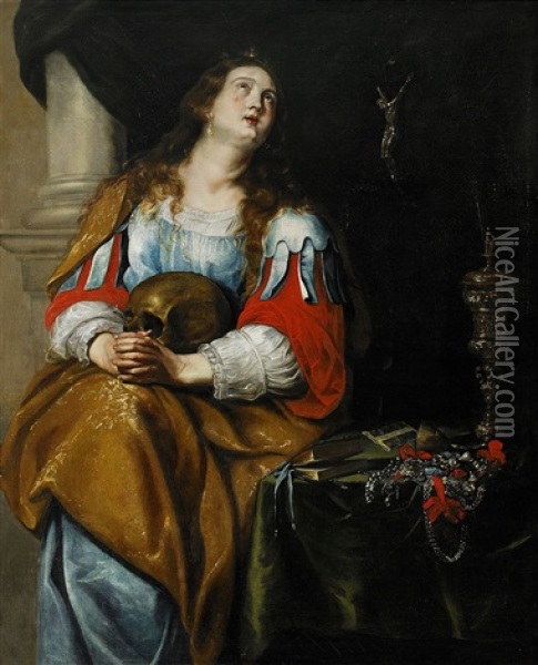Crying Magdalena Oil Painting - Caspar de Crayer