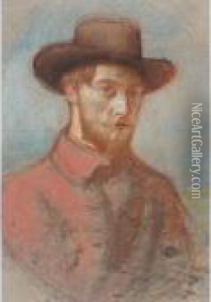 Portrait Of Augustus John Oil Painting - William Rothenstein