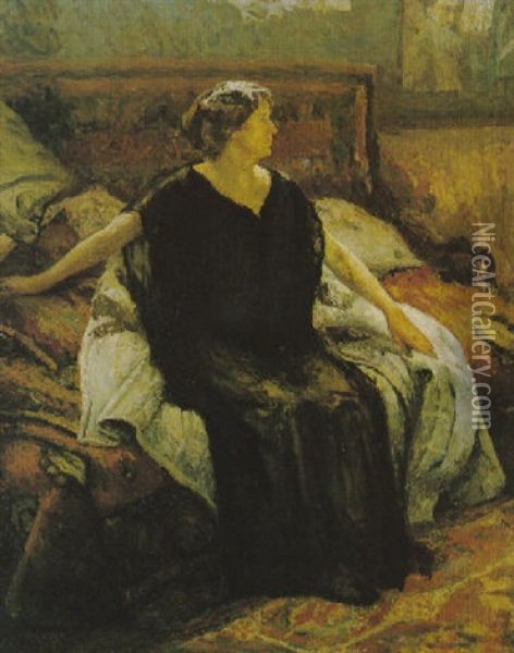 Portrait Of Madame Dupnis Oil Painting - Emilio Boggio