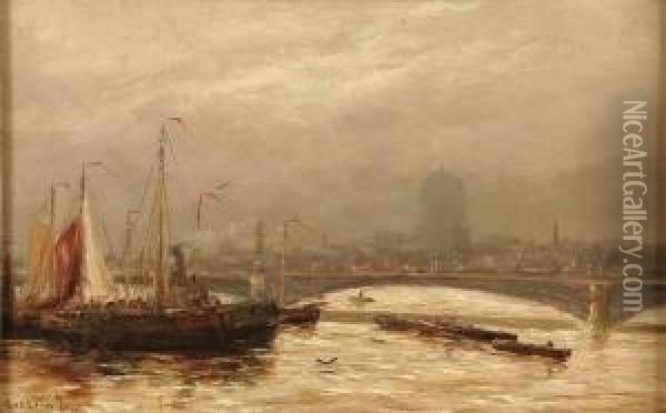 Blackfriars Bridge, London Oil Painting - Gerard Van Der Laan