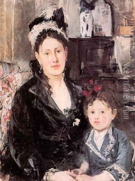Portrait of Mme. Boursier and her Daughter 1874 Oil Painting - Berthe Morisot