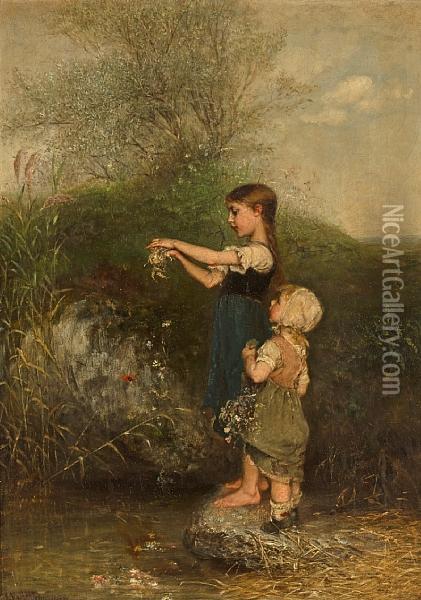 Young Sisters Oil Painting - Emil Keyser