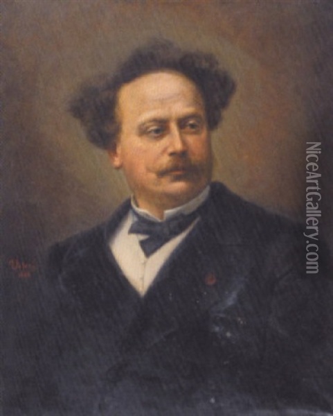 Portrait D'alexandre Dumas Oil Painting - Albert Usteri
