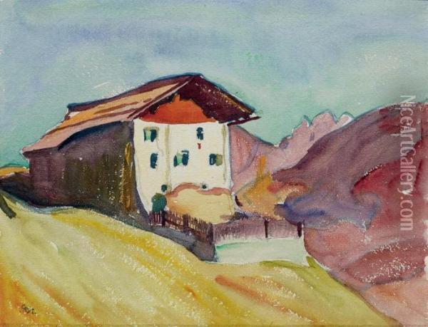 Bundnerhaus Bei Davos Oil Painting - Giovanni Giacometti