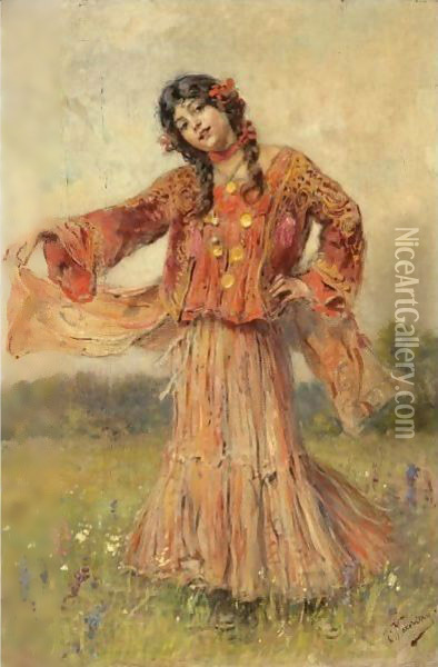 Dancing Gypsy Oil Painting - Konstantin Egorovich Egorovich Makovsky
