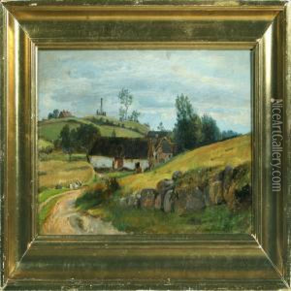 Landscape From Esbonder Skovhuse With Evas Hill Oil Painting - Hermann Carl Siegumfeldt