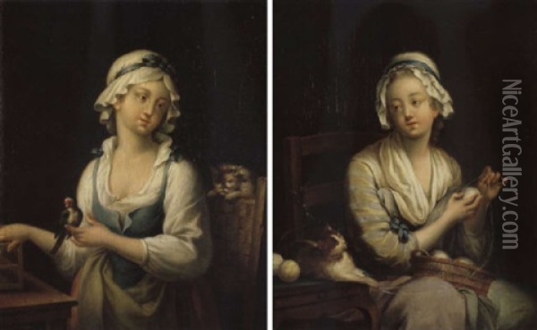 La Devideuse Oil Painting - Jean Baptiste Greuze