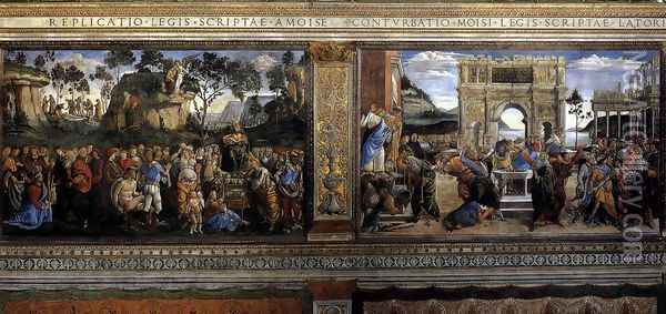 Scenes on the left wall 1481-82 Oil Painting - Sandro Botticelli